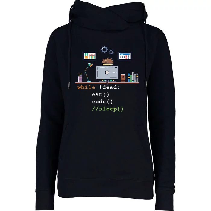 Computer Science Python Programmer Eat Code Sleep Womens Funnel Neck Pullover Hood