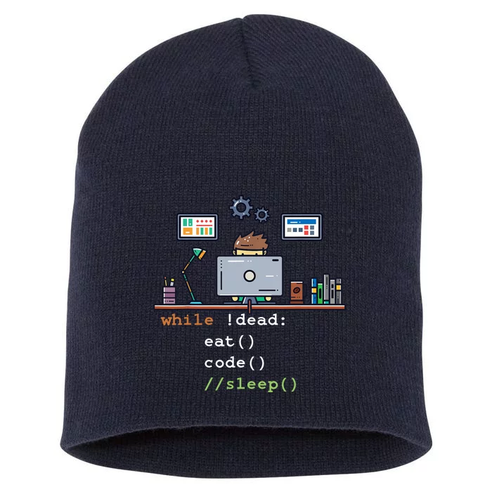 Computer Science Python Programmer Eat Code Sleep Short Acrylic Beanie