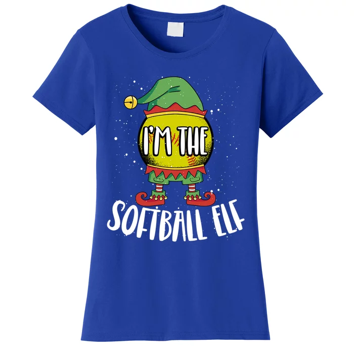 Christmas Softball Player Santa Claus Xmas Day Sport Cute Gift Women's T-Shirt