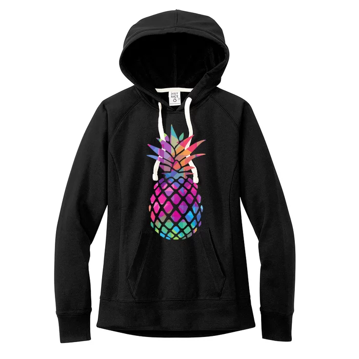 Colorful Simple Pineapple Women's Fleece Hoodie