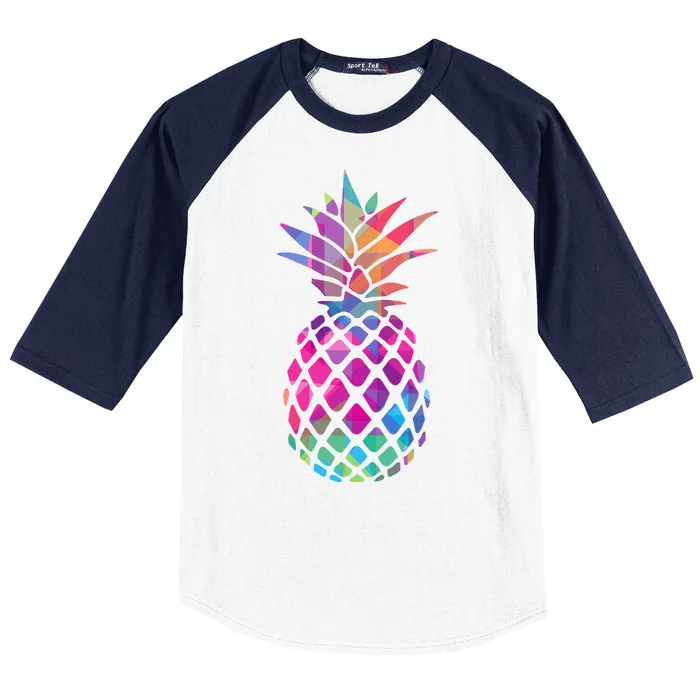 Colorful Simple Pineapple Baseball Sleeve Shirt