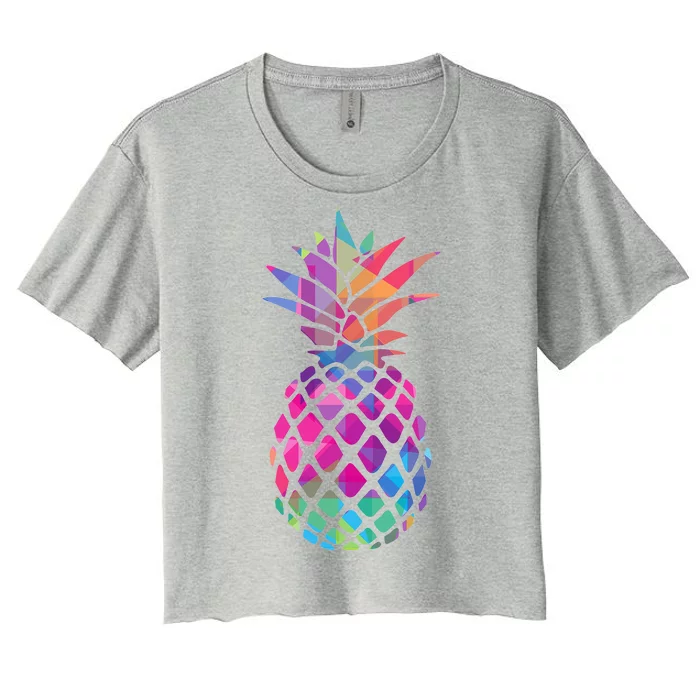 Colorful Simple Pineapple Women's Crop Top Tee