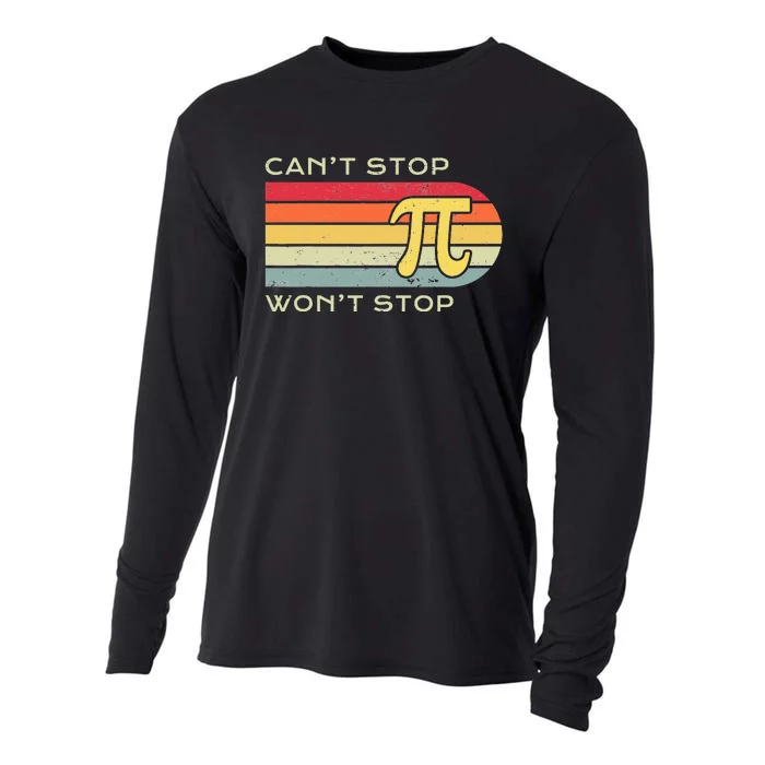 Can't Stop Pi Won't Stop Math Pi Day Funny Maths Club Cooling Performance Long Sleeve Crew