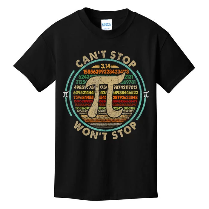 CanT Stop Pi WonT Stop Math Pi Day Funny Maths Club Kids T-Shirt