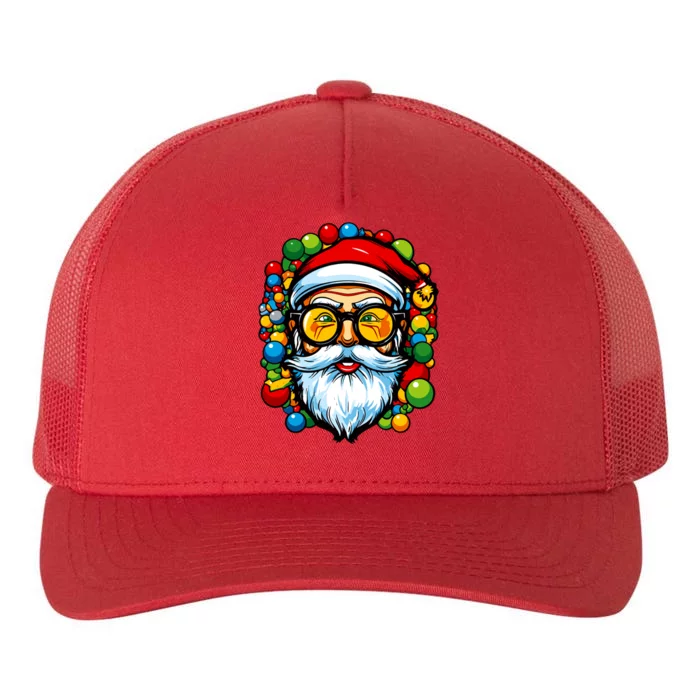 Cool Santa Pop Art Portrait Colorful Christmas Head Gift Yupoong Adult 5-Panel Trucker Hat