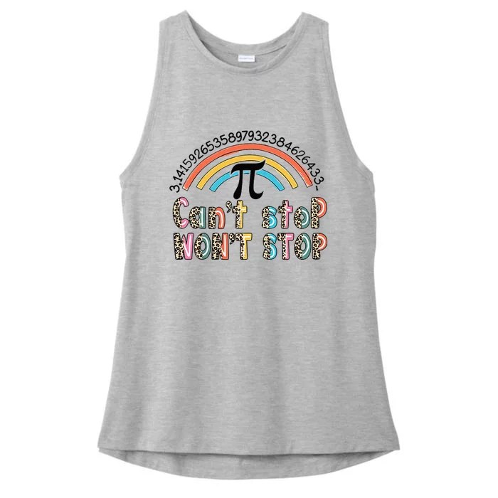 Can't Stop Pi Won't Stop Leopard Pi Day Math Lover Ladies Tri-Blend Wicking Tank