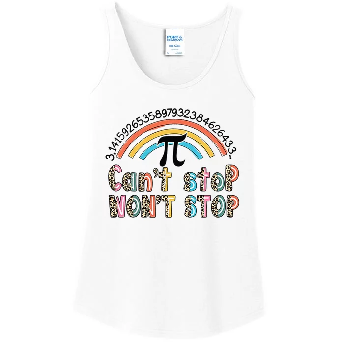 Can't Stop Pi Won't Stop Leopard Pi Day Math Lover Ladies Essential Tank