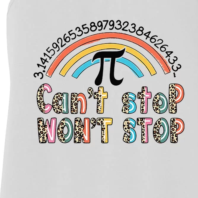 Can't Stop Pi Won't Stop Leopard Pi Day Math Lover Women's Racerback Tank