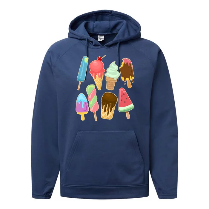 Cute Summer Popsicles And Ice Cream Performance Fleece Hoodie