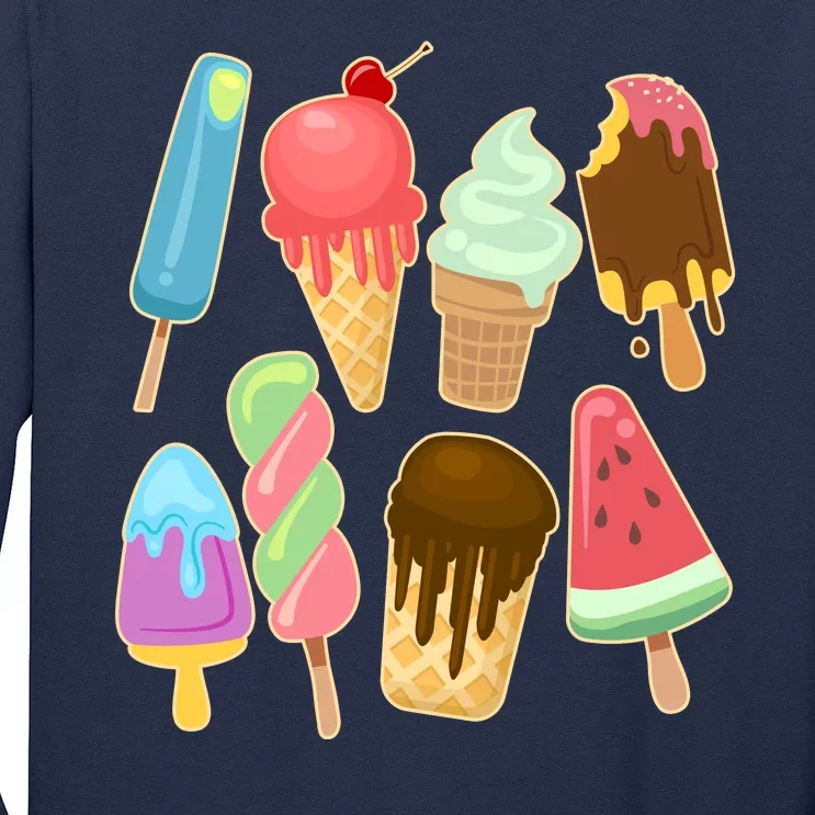 Cute Summer Popsicles And Ice Cream Long Sleeve Shirt