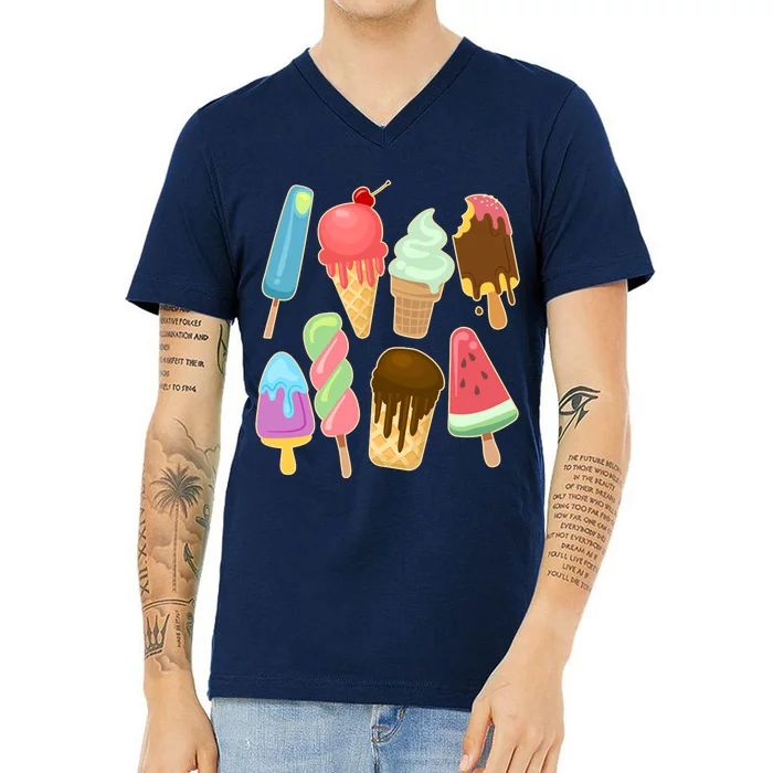 Cute Summer Popsicles And Ice Cream V-Neck T-Shirt