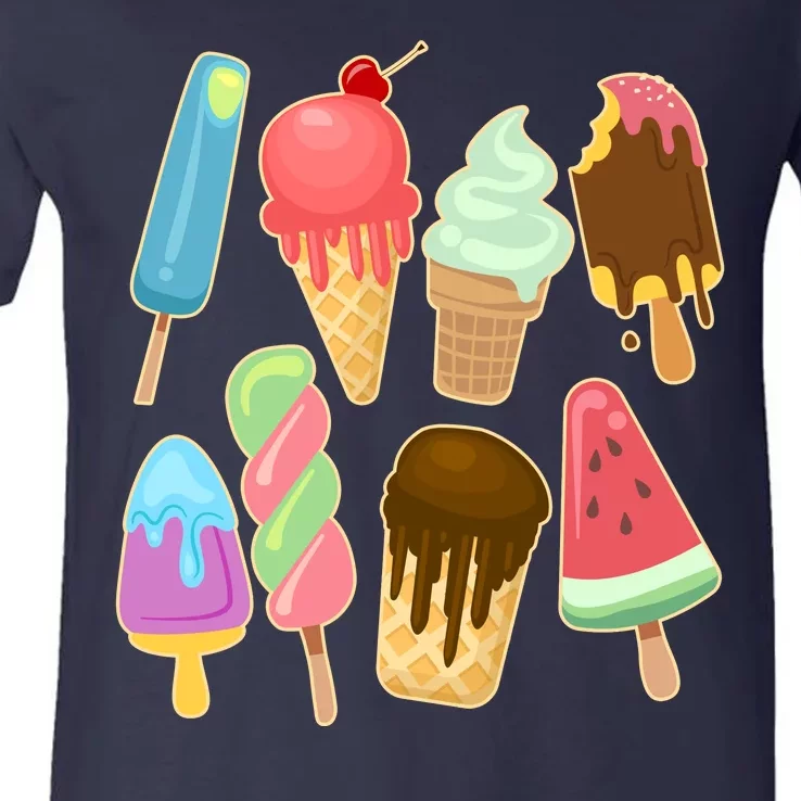 Cute Summer Popsicles And Ice Cream V-Neck T-Shirt