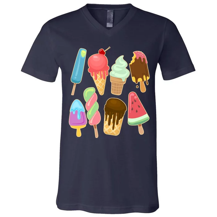 Cute Summer Popsicles And Ice Cream V-Neck T-Shirt