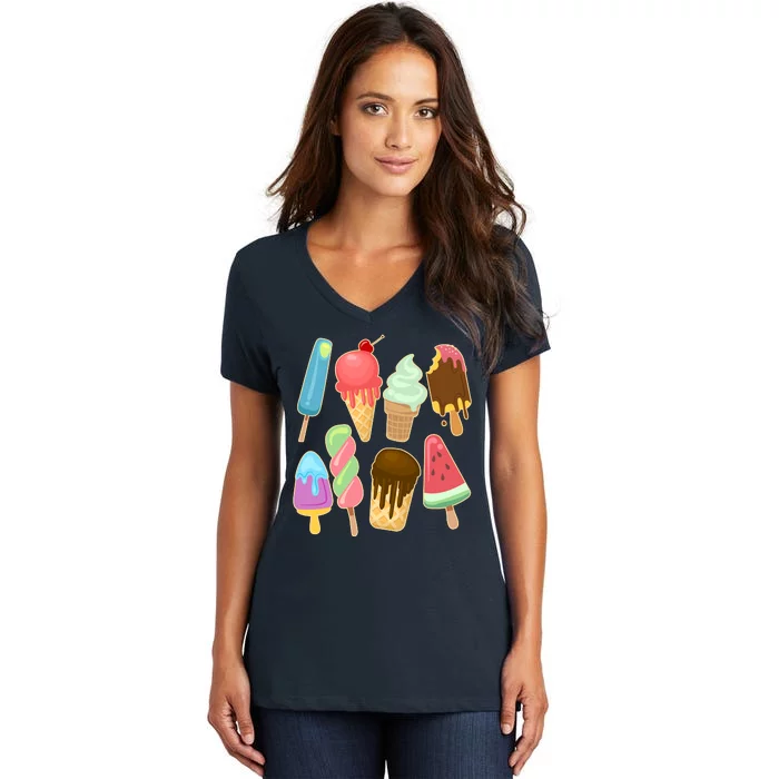 Cute Summer Popsicles And Ice Cream Women's V-Neck T-Shirt