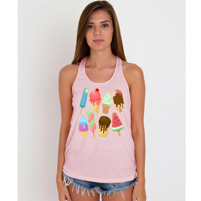 Cute Summer Popsicles And Ice Cream Women's Knotted Racerback Tank