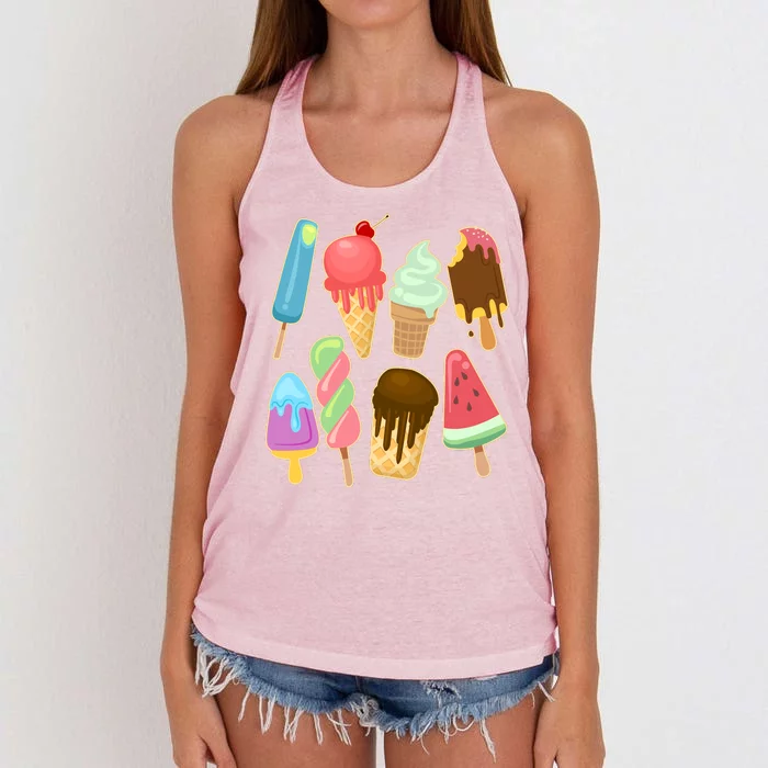 Cute Summer Popsicles And Ice Cream Women's Knotted Racerback Tank