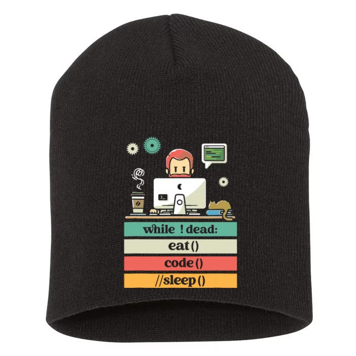 Computer Science Python Programmer Eat Code Sleep Coder Short Acrylic Beanie