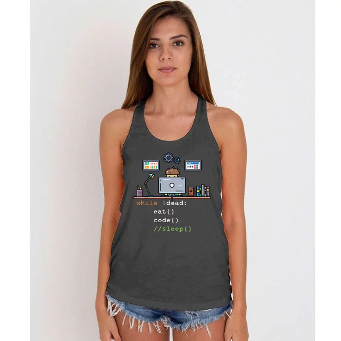 Computer Science Python Programmer Eat Code Sleep Women's Knotted Racerback Tank