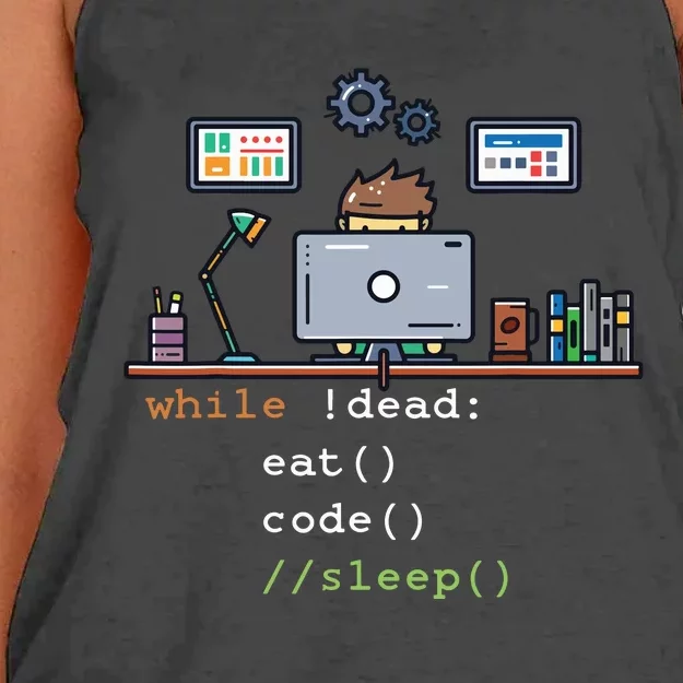 Computer Science Python Programmer Eat Code Sleep Women's Knotted Racerback Tank