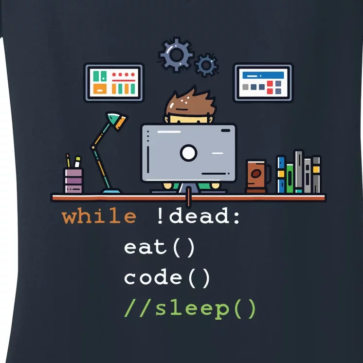 Computer Science Python Programmer Eat Code Sleep Women's V-Neck T-Shirt