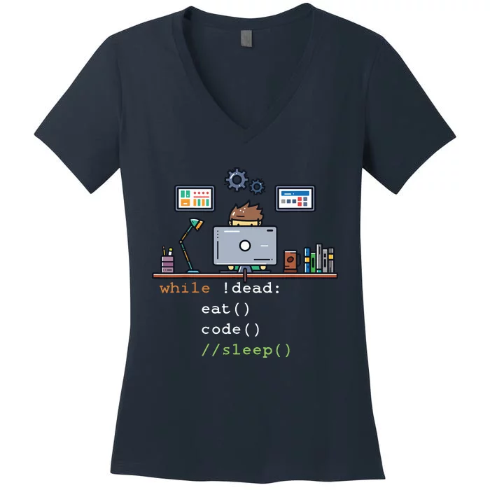 Computer Science Python Programmer Eat Code Sleep Women's V-Neck T-Shirt