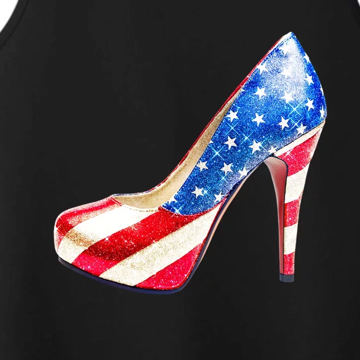 Cute Sparkly Patriotic American Usa Flag Heels Shoes Performance Tank