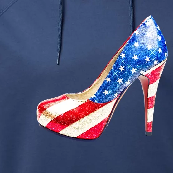 Cute Sparkly Patriotic American Usa Flag Heels Shoes Performance Fleece Hoodie