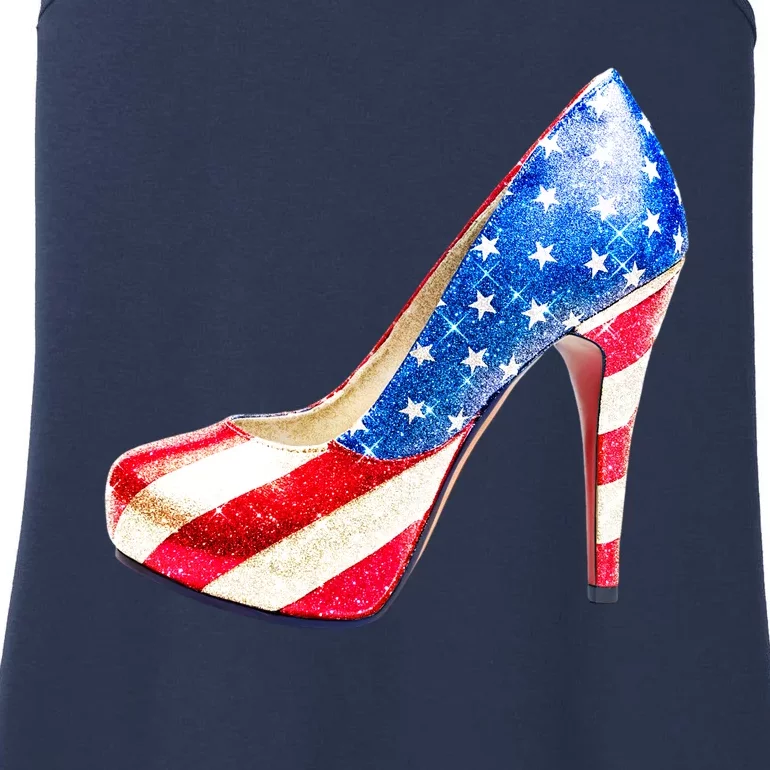 Cute Sparkly Patriotic American Usa Flag Heels Shoes Ladies Essential Tank