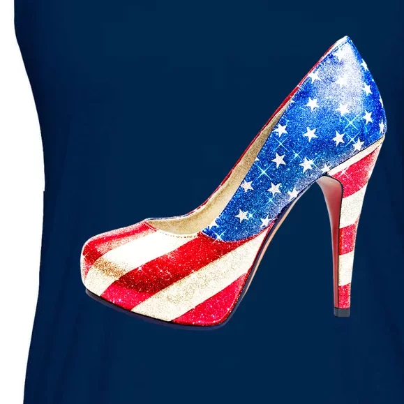 Cute Sparkly Patriotic American Usa Flag Heels Shoes Ladies Essential Flowy Tank