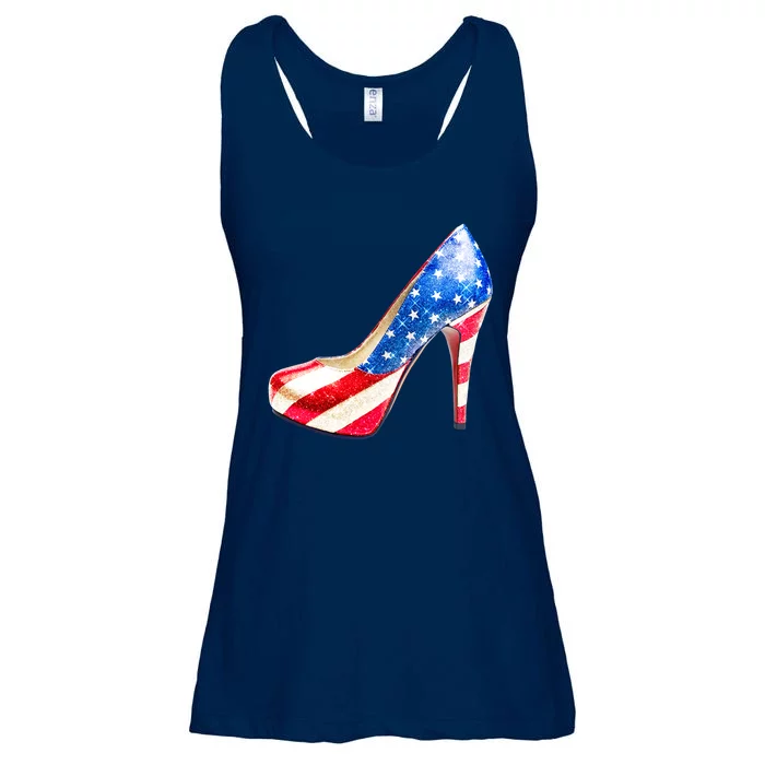 Cute Sparkly Patriotic American Usa Flag Heels Shoes Ladies Essential Flowy Tank