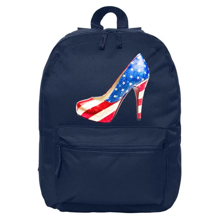 Cute Sparkly Patriotic American Usa Flag Heels Shoes 16 in Basic Backpack