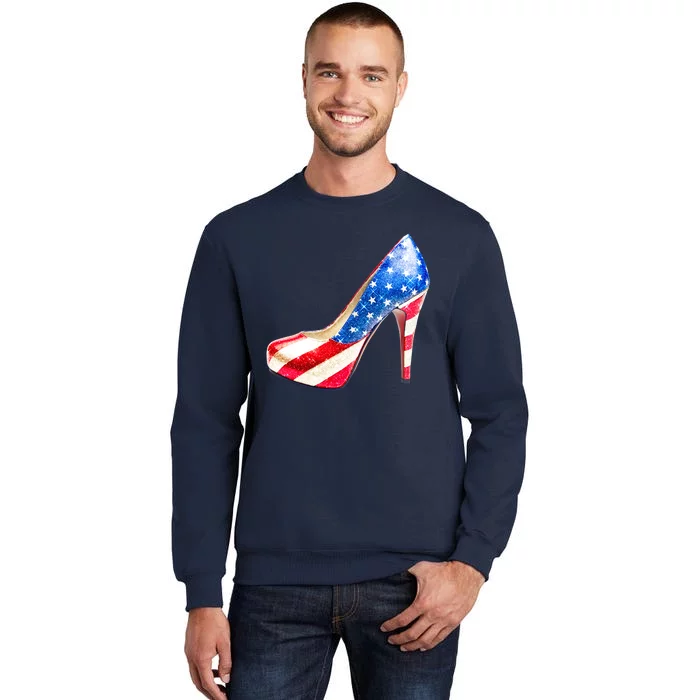 Cute Sparkly Patriotic American Usa Flag Heels Shoes Tall Sweatshirt