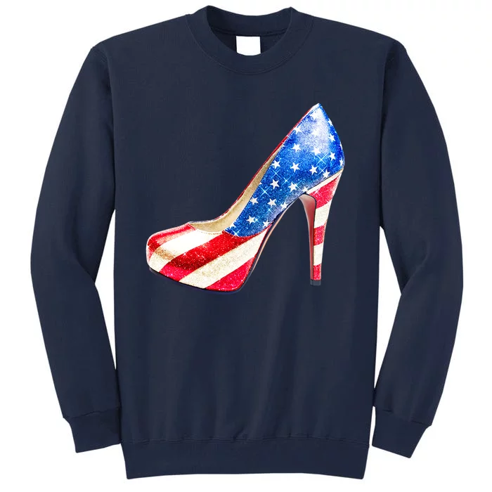 Cute Sparkly Patriotic American Usa Flag Heels Shoes Tall Sweatshirt