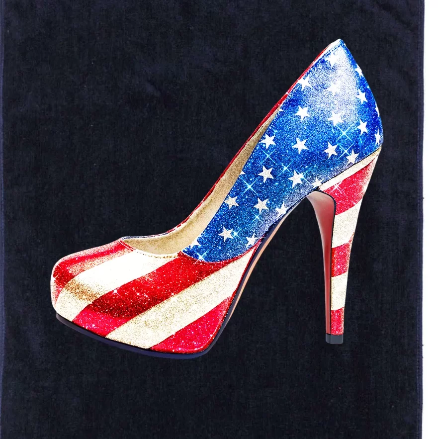 Cute Sparkly Patriotic American Usa Flag Heels Shoes Platinum Collection Golf Towel