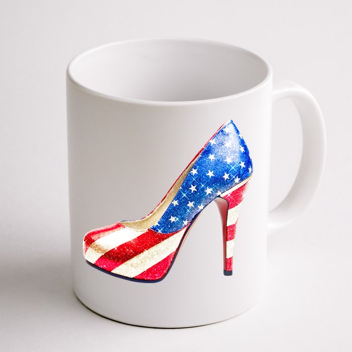 Cute Sparkly Patriotic American Usa Flag Heels Shoes Front & Back Coffee Mug