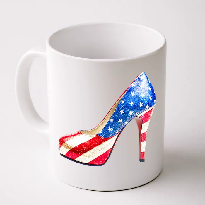 Cute Sparkly Patriotic American Usa Flag Heels Shoes Front & Back Coffee Mug