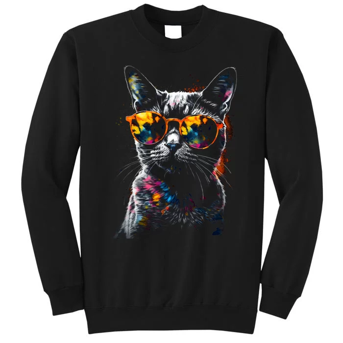 Cat Sunglasses Pet Animal Art Cat Tall Sweatshirt