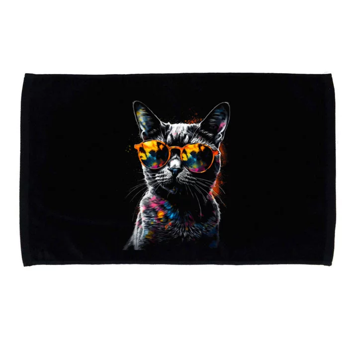 Cat Sunglasses Pet Animal Art Cat Microfiber Hand Towel