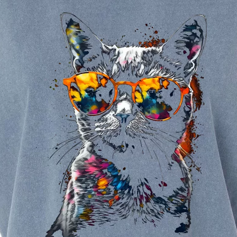 Cat Sunglasses Pet Animal Art Cat Garment-Dyed Women's Muscle Tee