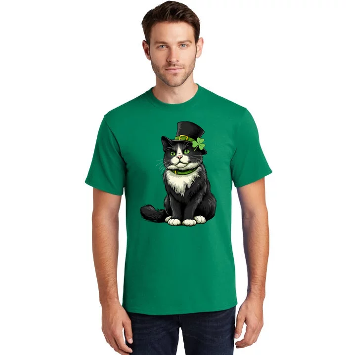 Cat St Patricks Day Shamrock Irish Tall T-Shirt