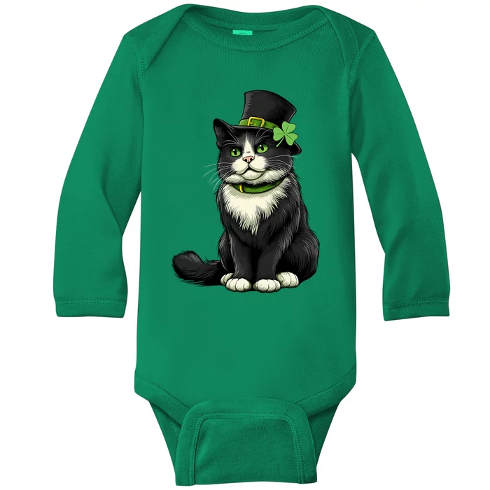 Cat St Patricks Day Shamrock Irish Baby Long Sleeve Bodysuit