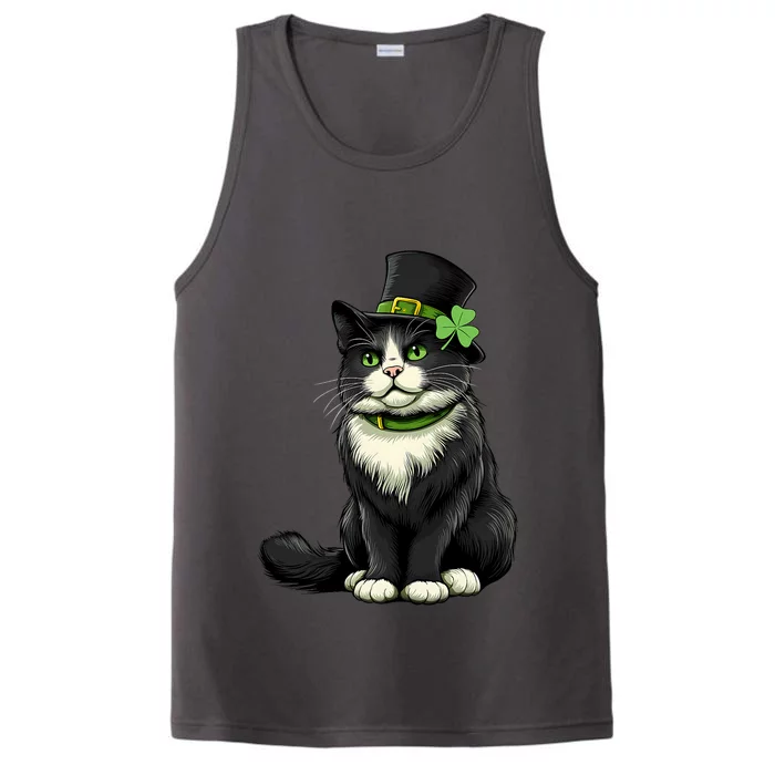 Cat St Patricks Day Shamrock Irish Performance Tank