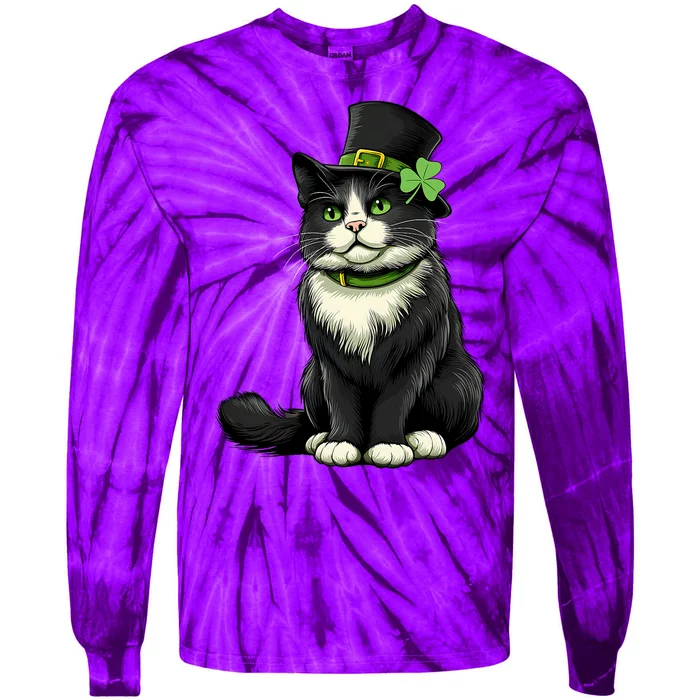 Cat St Patricks Day Shamrock Irish Tie-Dye Long Sleeve Shirt