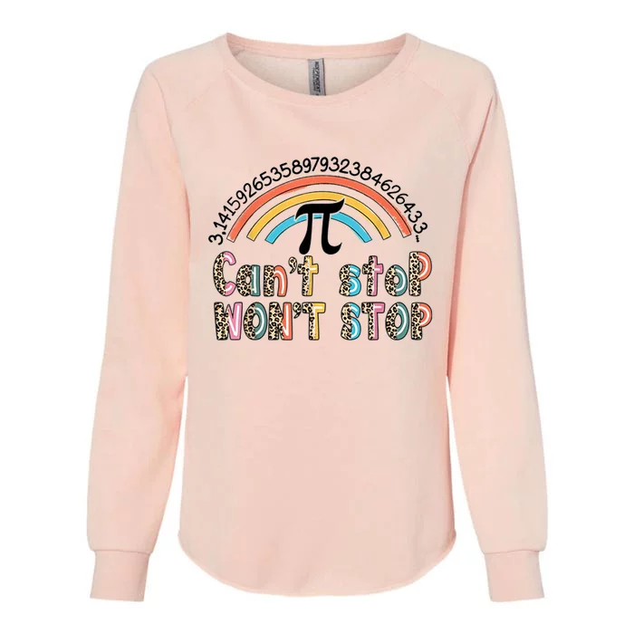 Can't Stop Pi Won't Stop Leopard Pi Day Math Lover Womens California Wash Sweatshirt