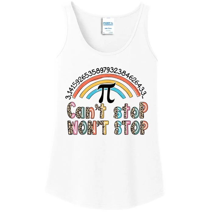 Can't Stop Pi Won't Stop Leopard Pi Day Math Lover Ladies Essential Tank