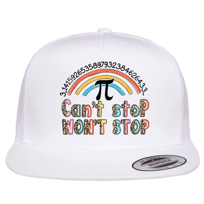 Can't Stop Pi Won't Stop Leopard Pi Day Math Lover Flat Bill Trucker Hat