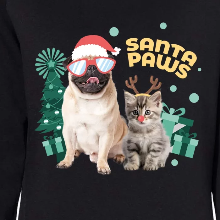 Christmas Santa Paws Gift Womens California Wash Sweatshirt