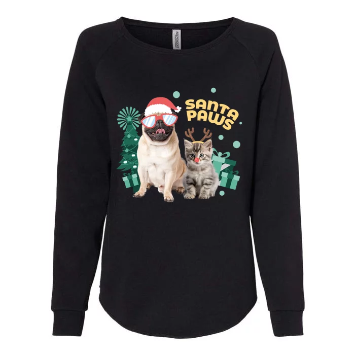 Christmas Santa Paws Gift Womens California Wash Sweatshirt