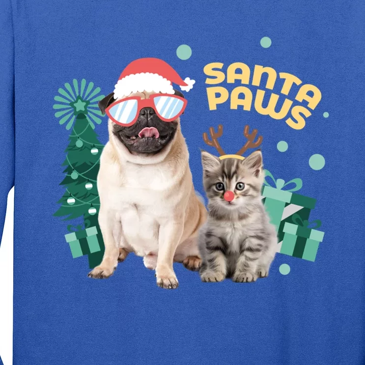 Christmas Santa Paws Gift Long Sleeve Shirt