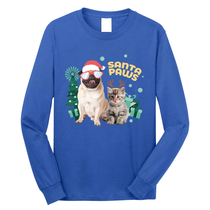 Christmas Santa Paws Gift Long Sleeve Shirt